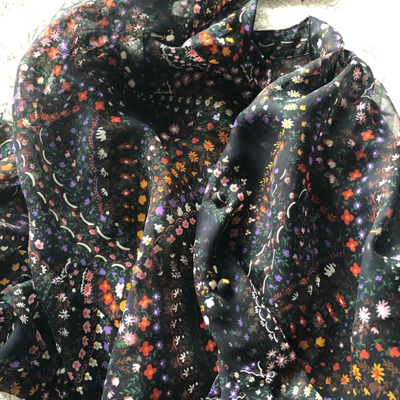 SAKS FIFTH AVE Floral Mesh Button-down Blouse - Picture 8 of 14